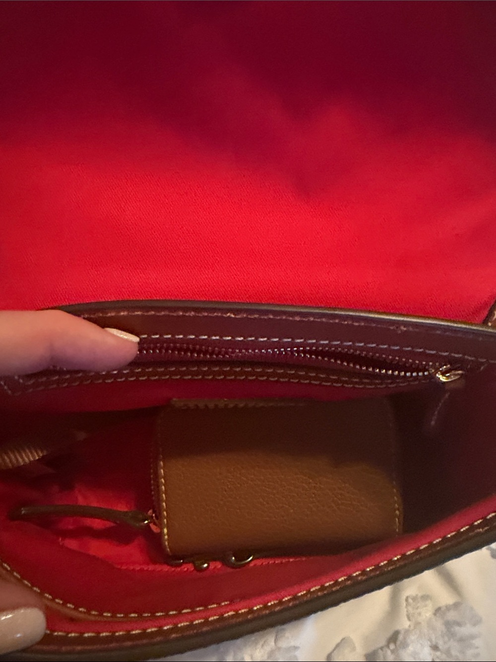 Dooney & Bourke Tan/Brown Pebbled Leather Crossbody with Credit Card Wallet - Picture 16 of 16
